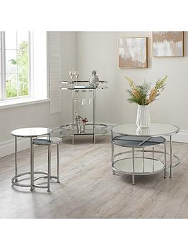 Product photograph of Michelle Keegan Home Aruba Mirrored Nest Of Lamp Tables from very.co.uk
