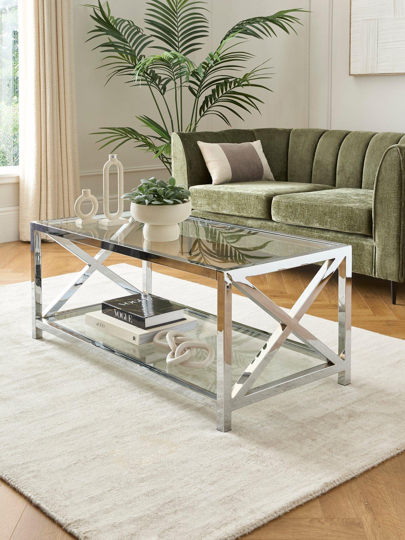 Image 1 of 5 of Very Home Christie Glass and Chrome Coffee Table