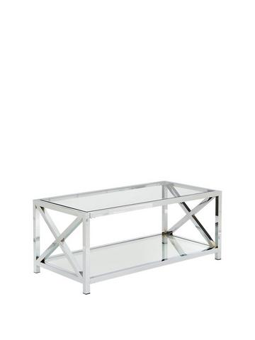 Christie Glass And Chrome Coffee Table, Glass And Chrome Bookcases Uk