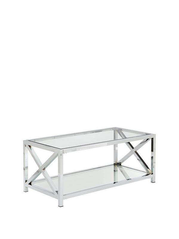 Christie Glass And Chrome Coffee Table, Chrome And Glass Coffee Tables Uk