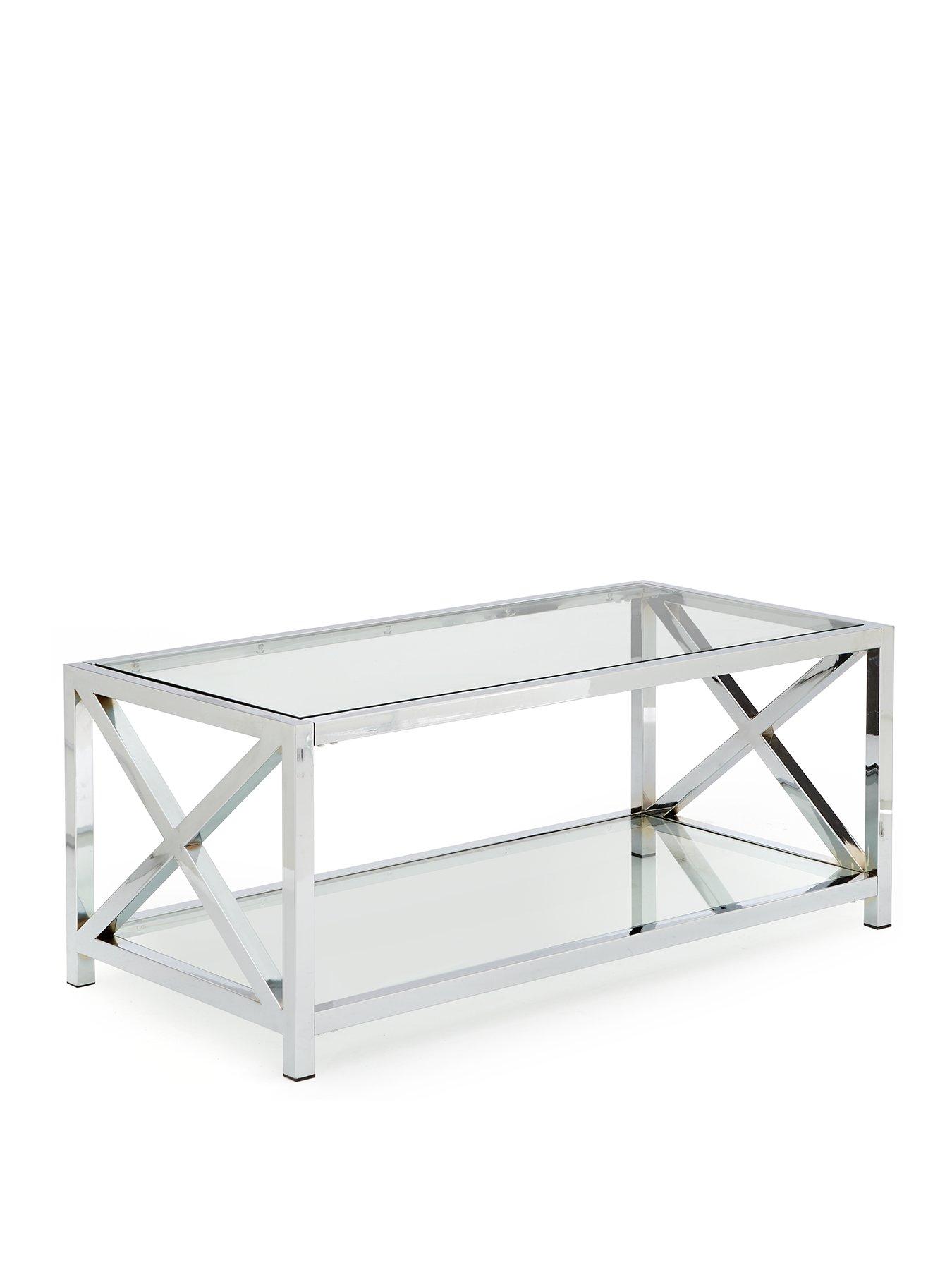 Christie glass and chrome on sale nest of 2 tables