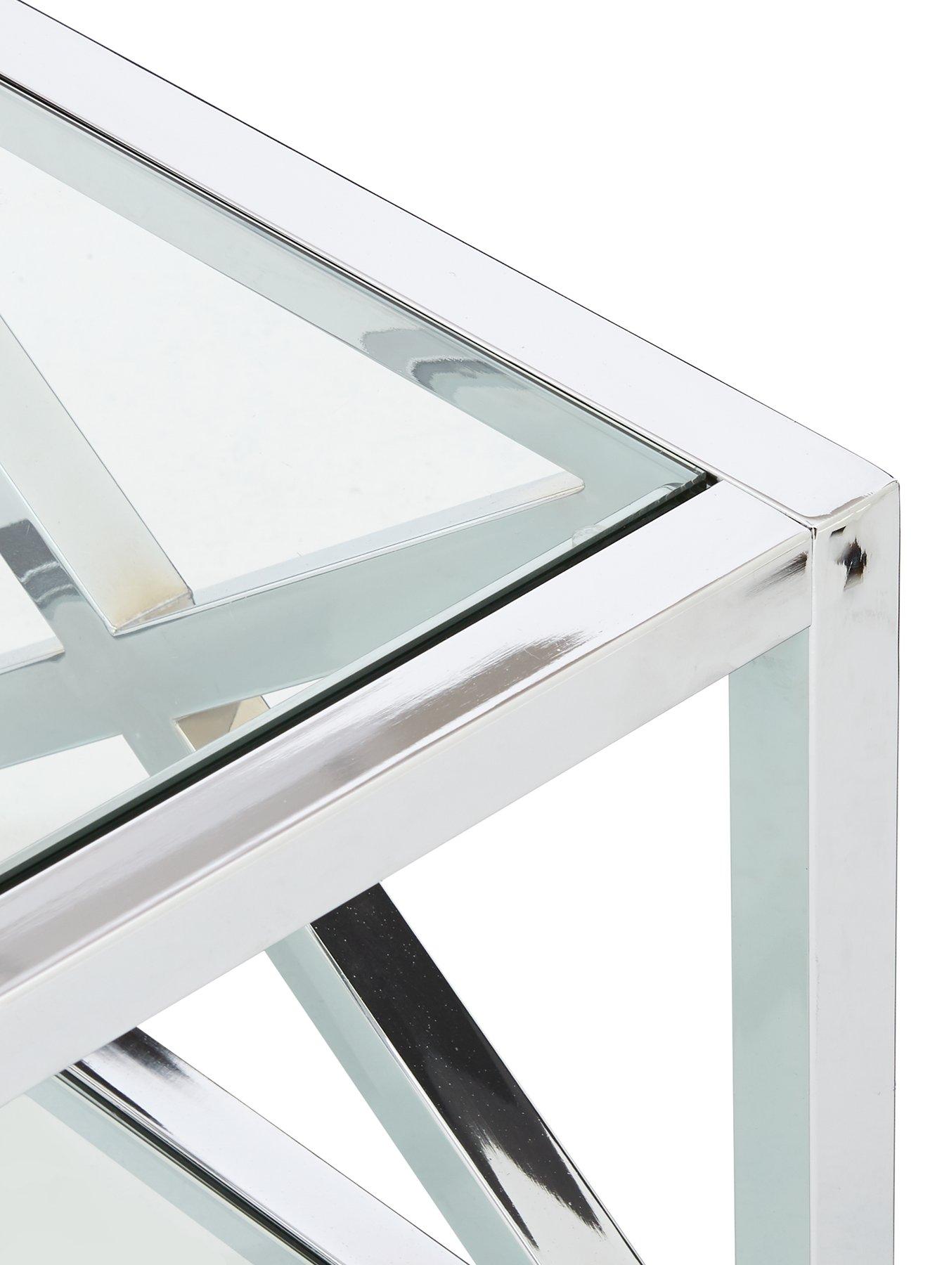 Image 4 of 5 of Very Home Christie Glass and Chrome Coffee Table