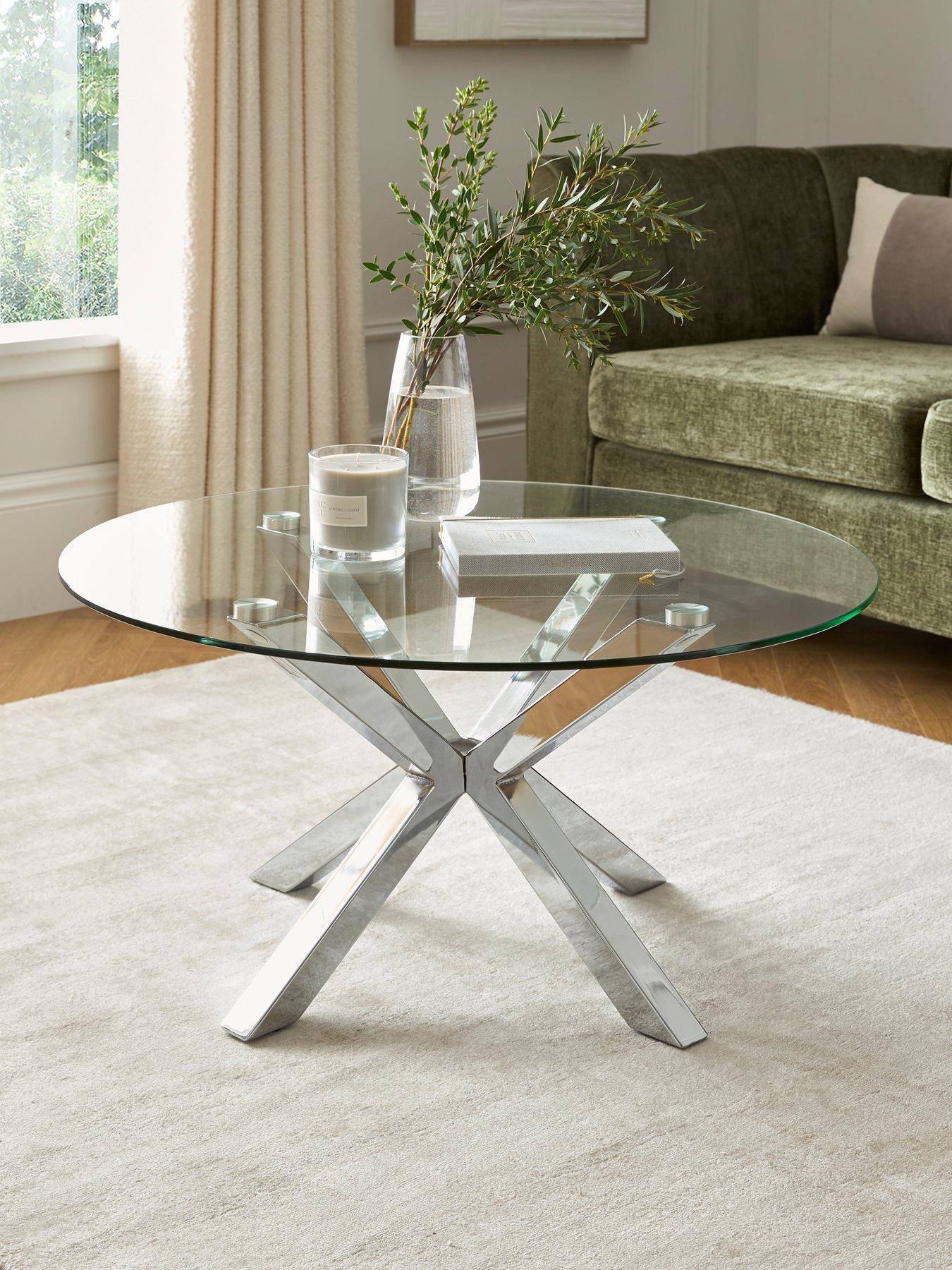 undefined Chopstick Glass and Chrome Coffee Table