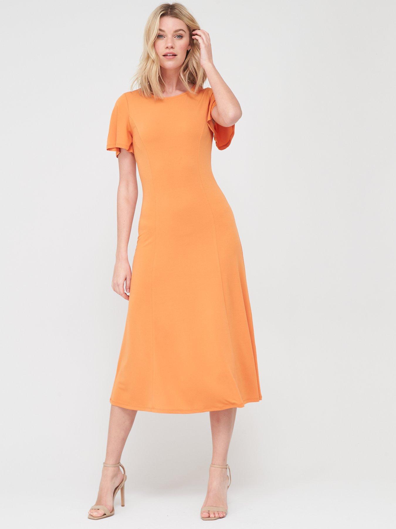 orange short sleeve dress