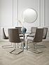  image of alice-130-cm-round-dining-table-6-velvet-chairs-cleargrey