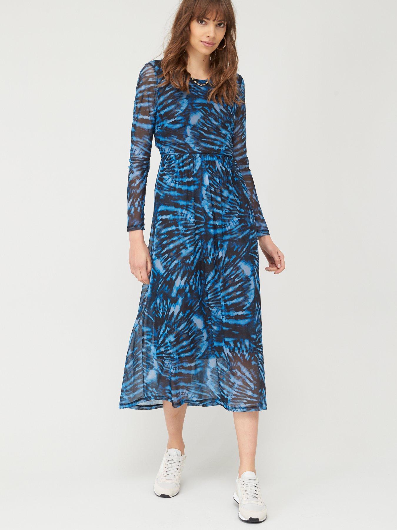 topshop tie dye mesh midi dress
