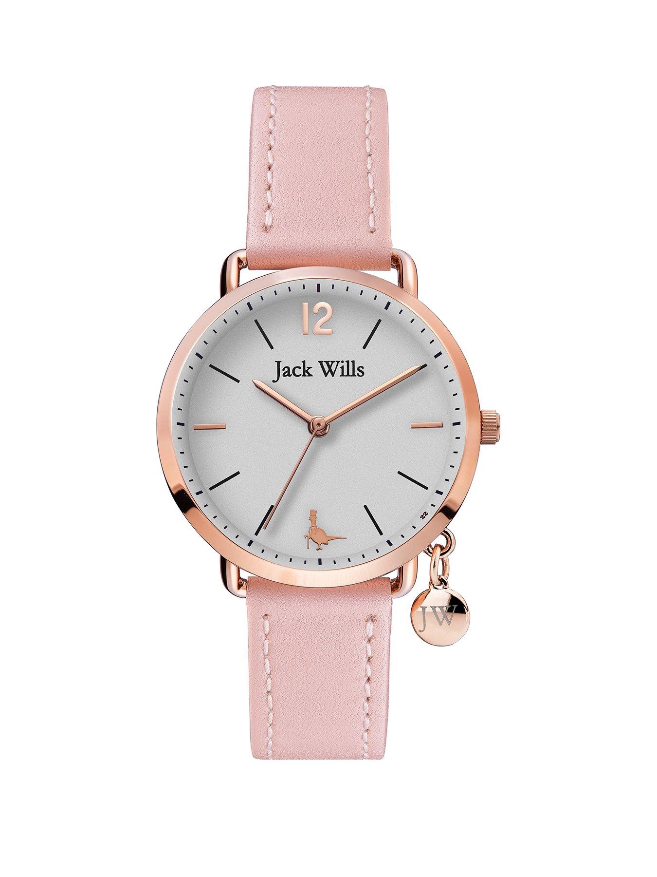 Jack Wills Jack Wills Silver Brushed Dial With Rose Gold Detail And Charm Pink Leather Strap Ladies Watch review