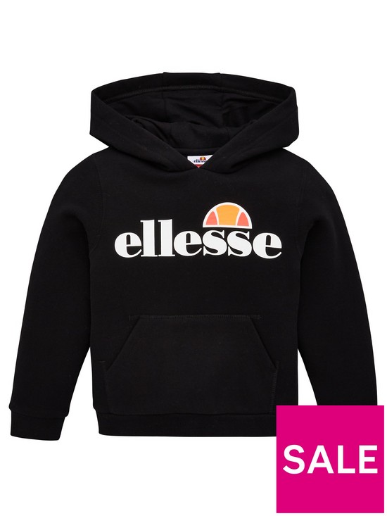 front image of ellesse-younger-boys-jero-pullover-hoodie-black