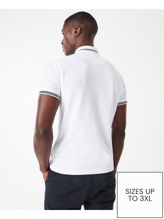 stillFront image of barbour-international-essential-tipped-polo-shirt-white