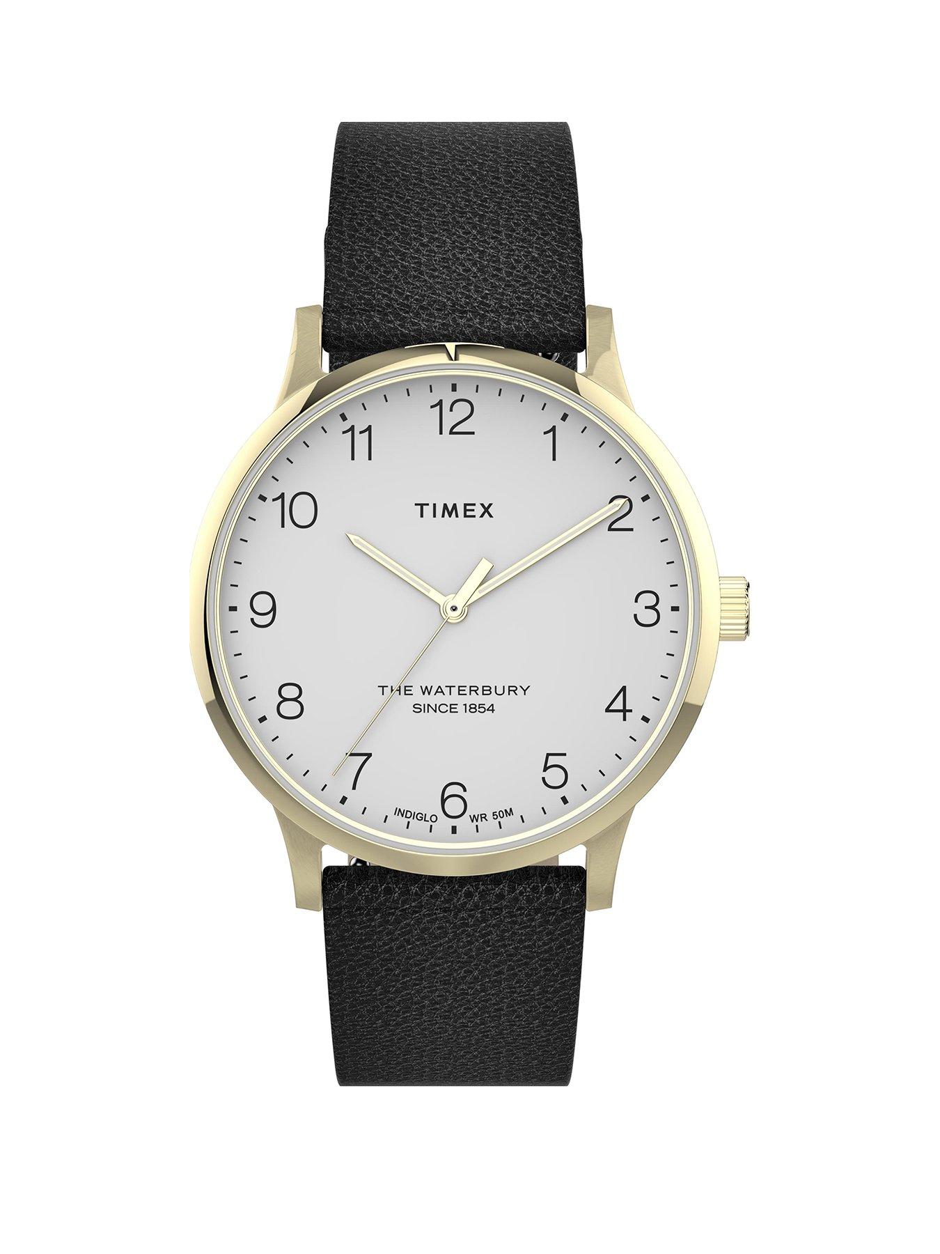 Timex Timex Waterbury White And Gold Detail 36mm Dial Black