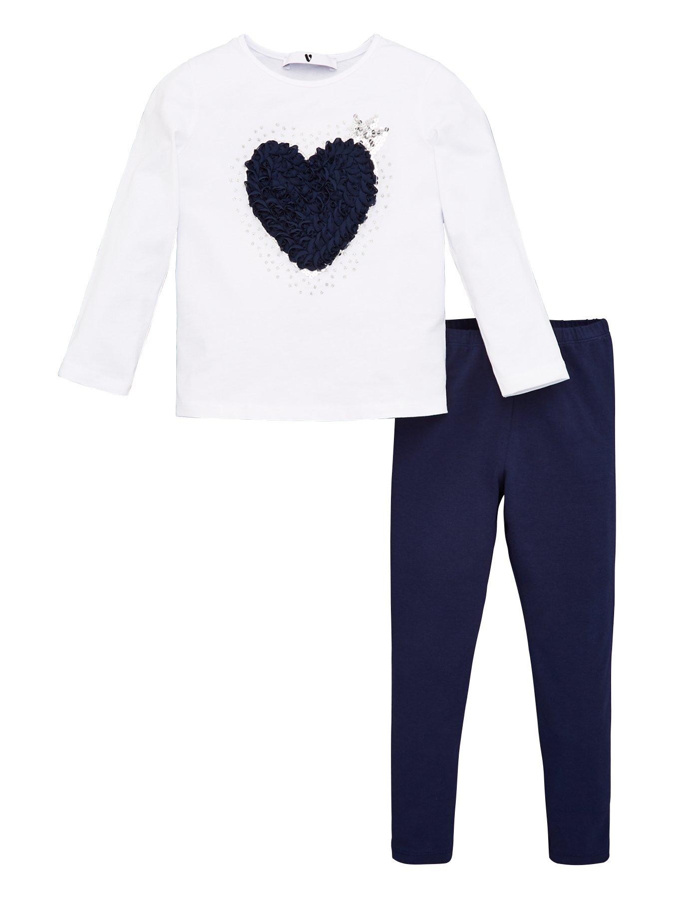 V By Very Girls 2 Piece Ruffle Heart Long Sleeve T-Shirt And Leggings Set review