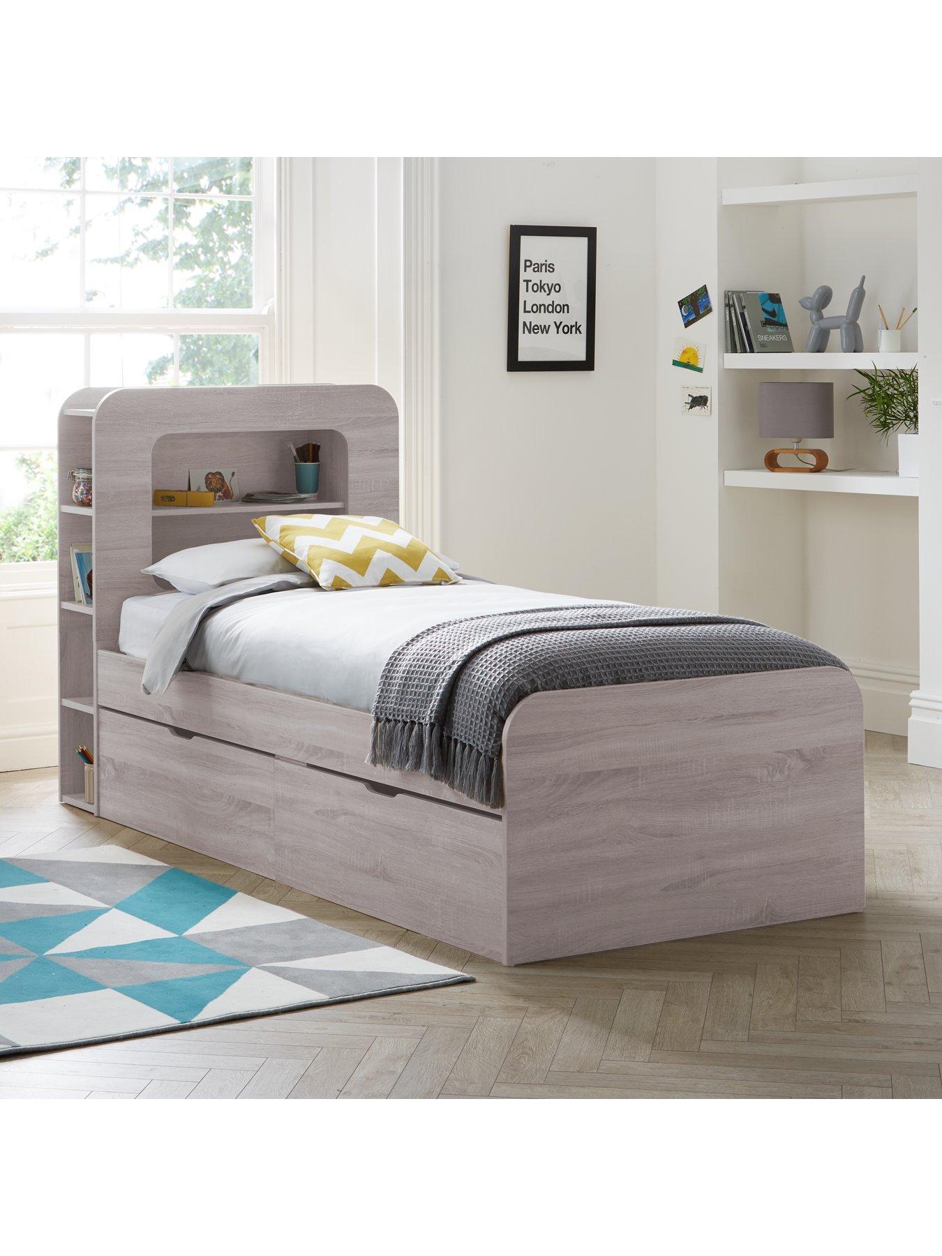 Grey oak single deals bed