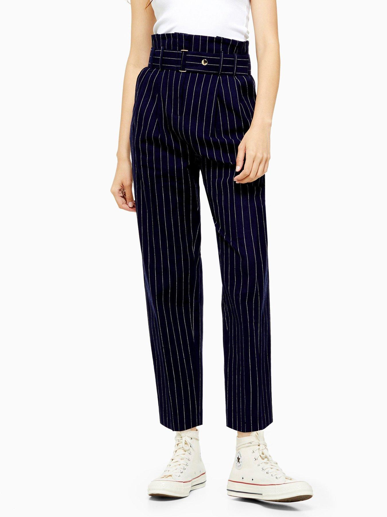 high waisted pinstripe pants