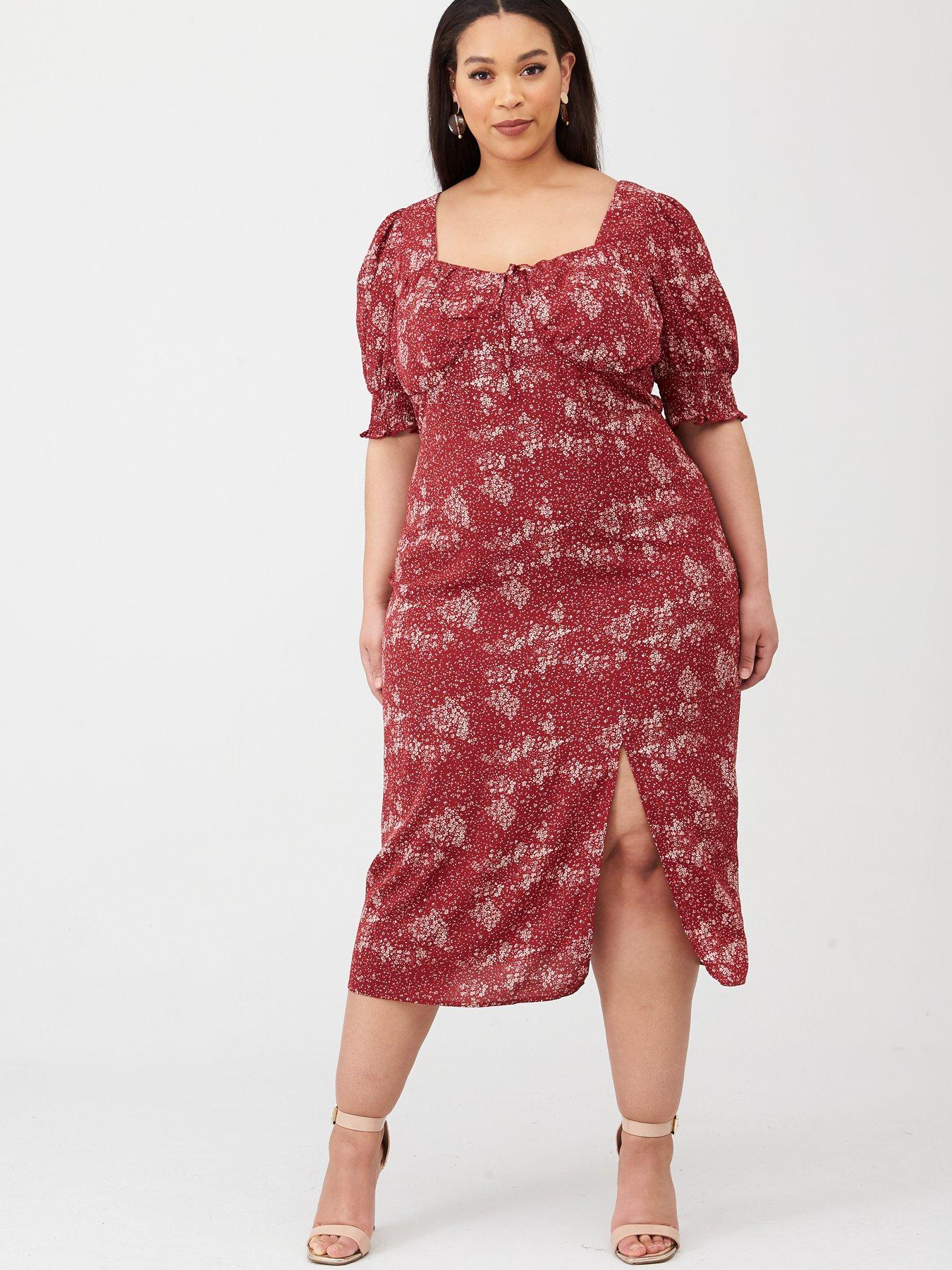 curve midi dress with sleeves