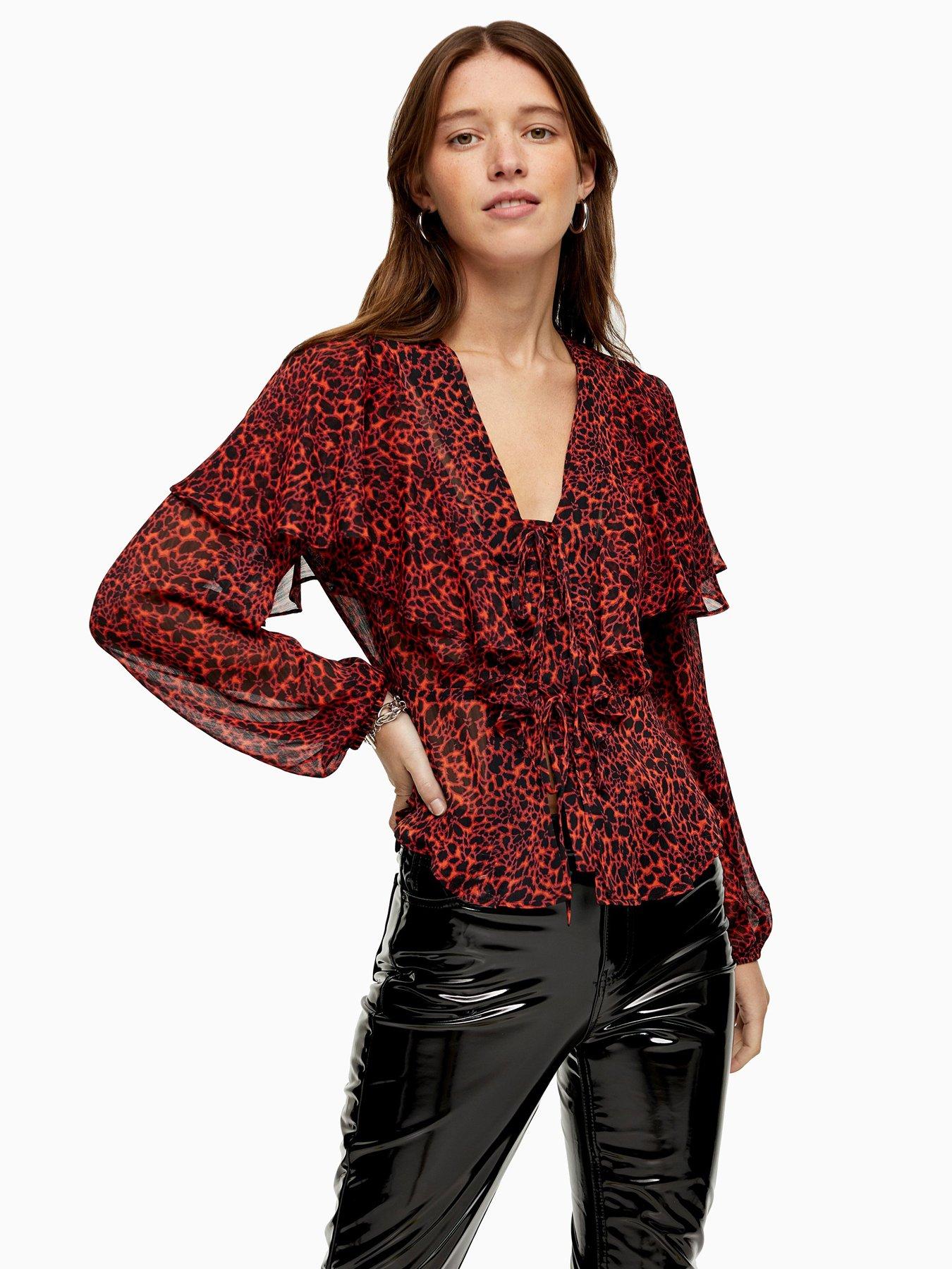 red zebra print top