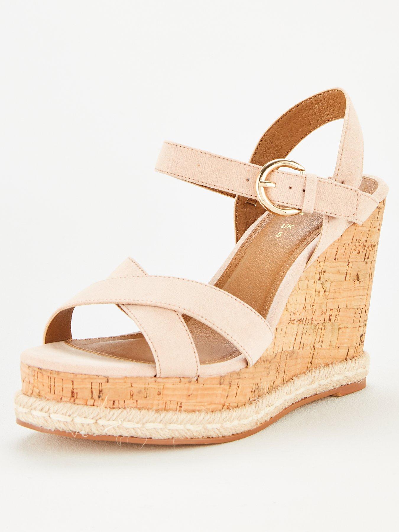 coral colored wedge sandals