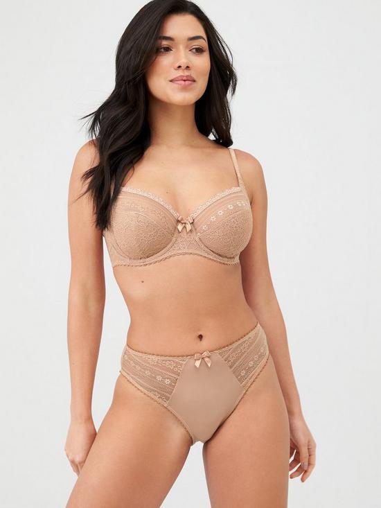front image of pour-moi-remix-side-support-underwired-bra-brown