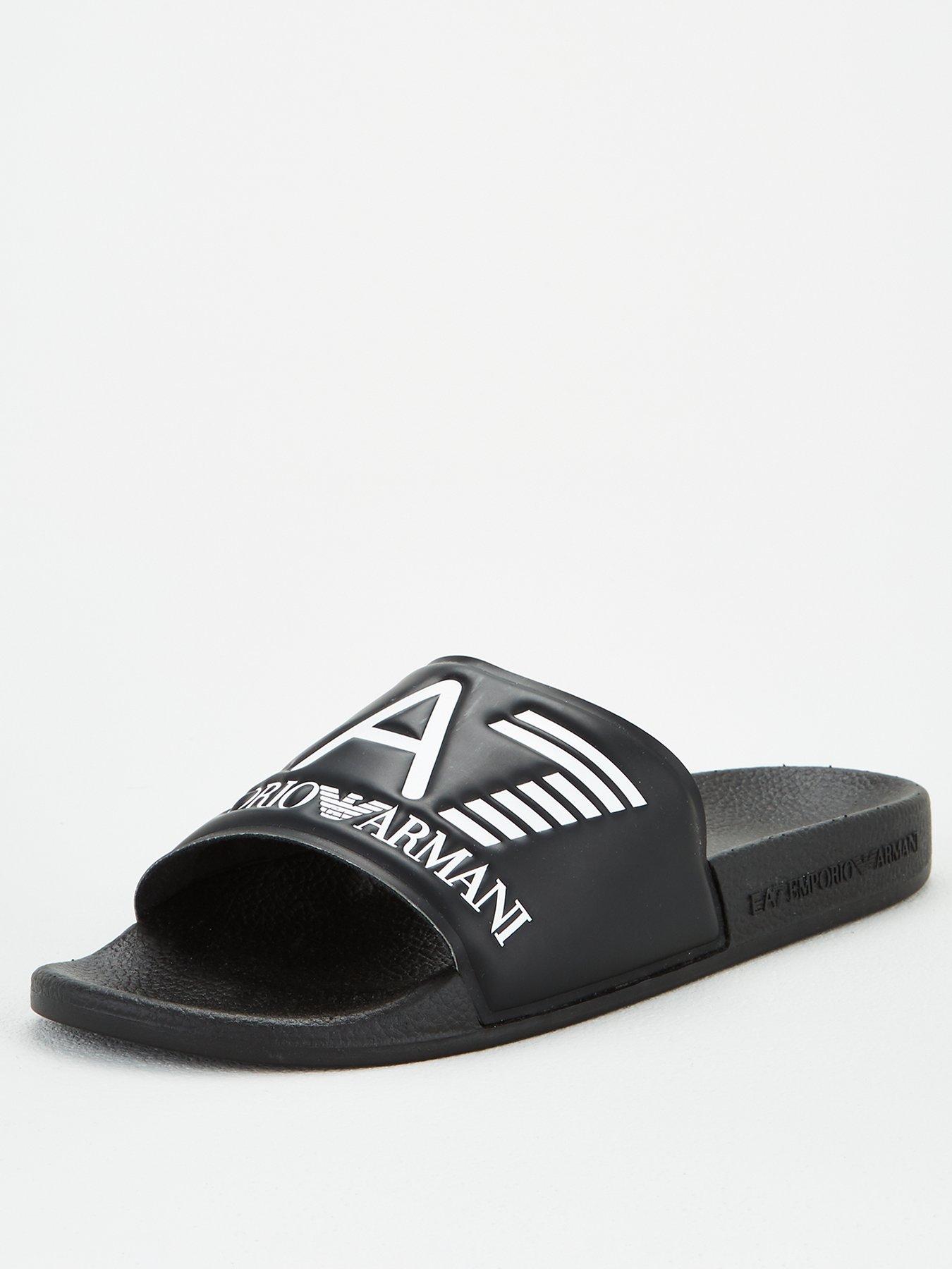 Black armani sliders new arrivals