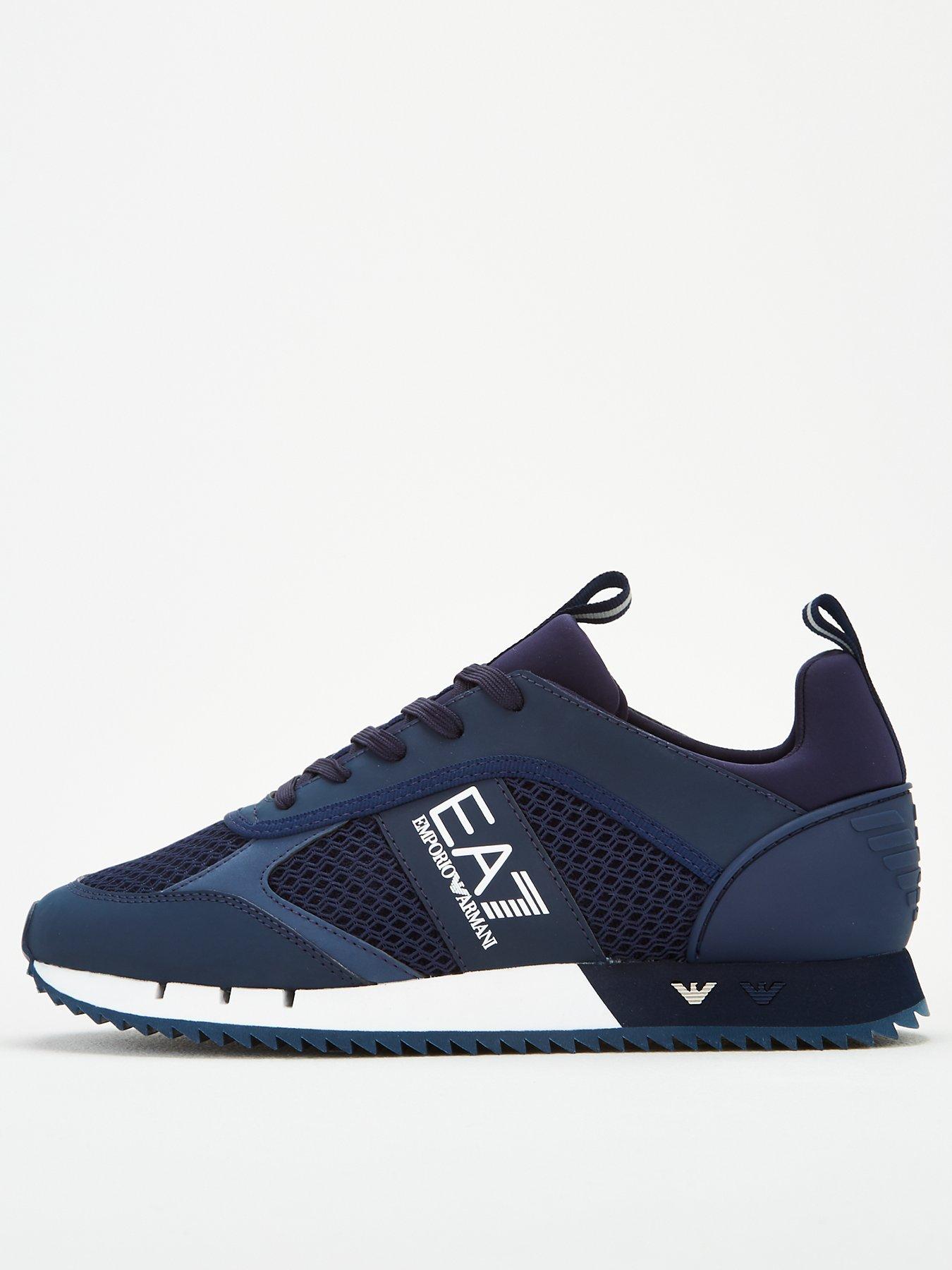 EA7 Emporio Armani Black & White Laces Trainers - Navy