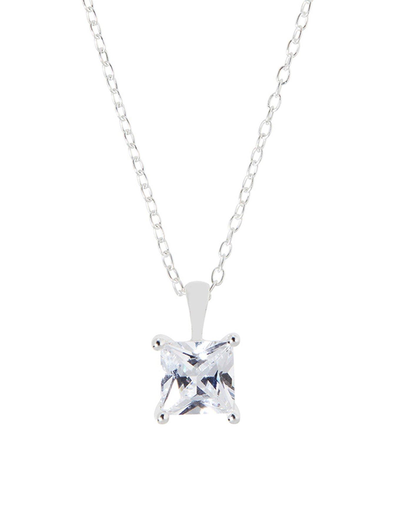 Accessorize Accessorize Princess Cut Cz Solitaire Necklace review