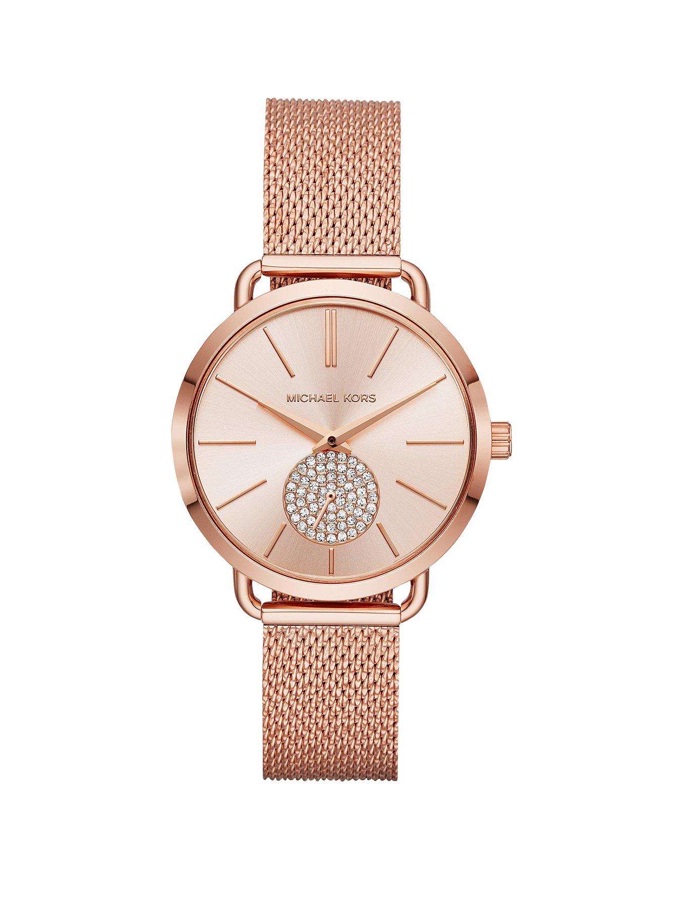 michael kors mesh watch rose gold