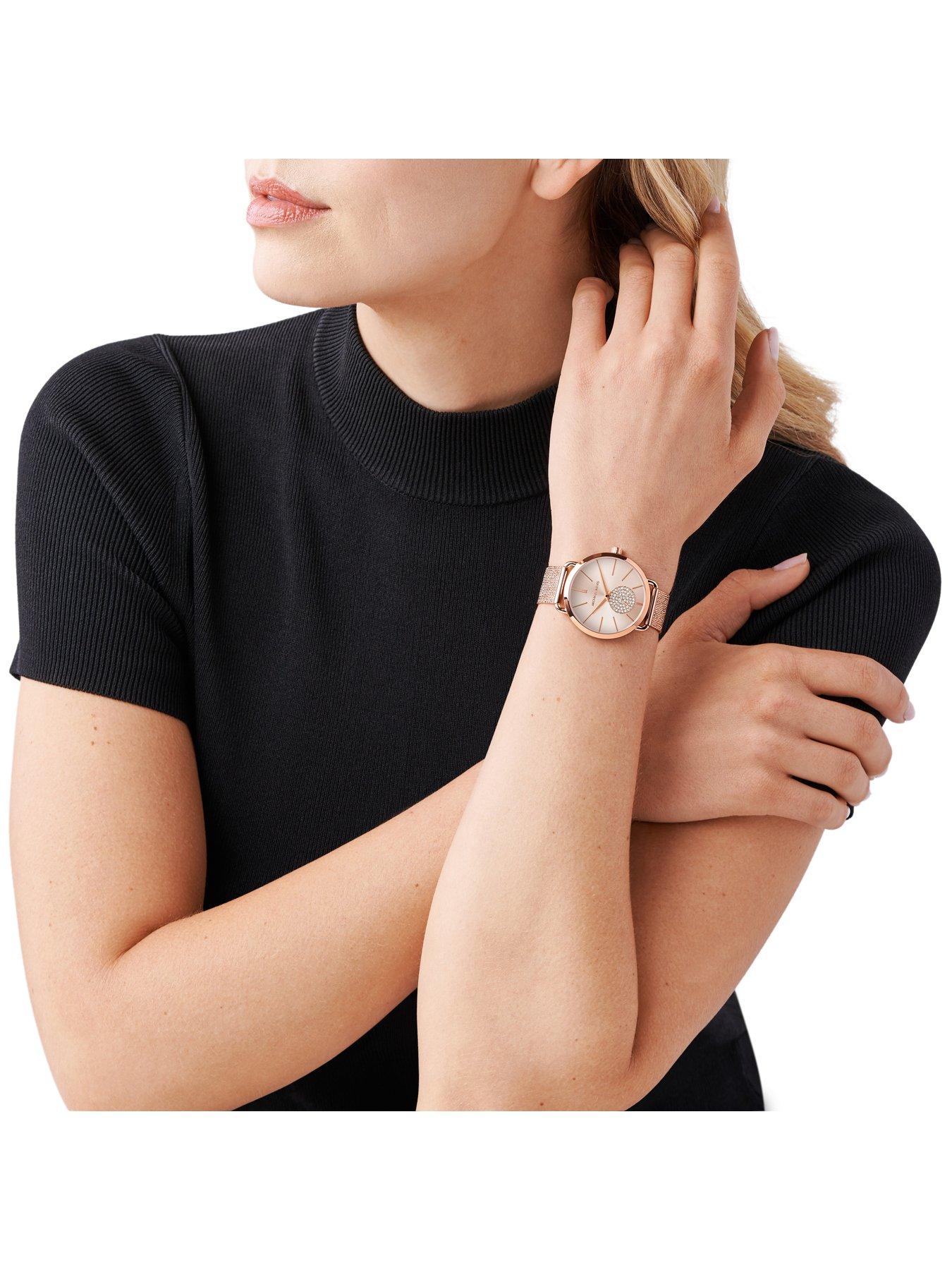 Michael Kors MK3845 Portia Blush Sunray Dial Rose Gold Stainless Steel Mesh  Strap Ladies Watch | very.co.uk