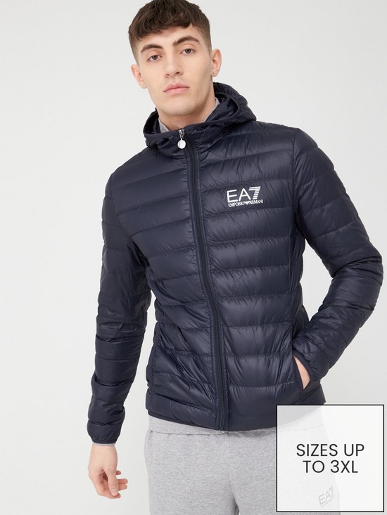 front image of ea7-emporio-armani-core-id-logo-padded-hooded-jacket-navy