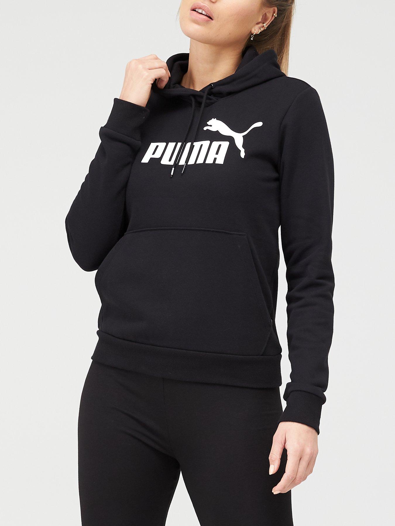 Puma Essentials Logo Fleece Hoodie - Black | very.co.uk