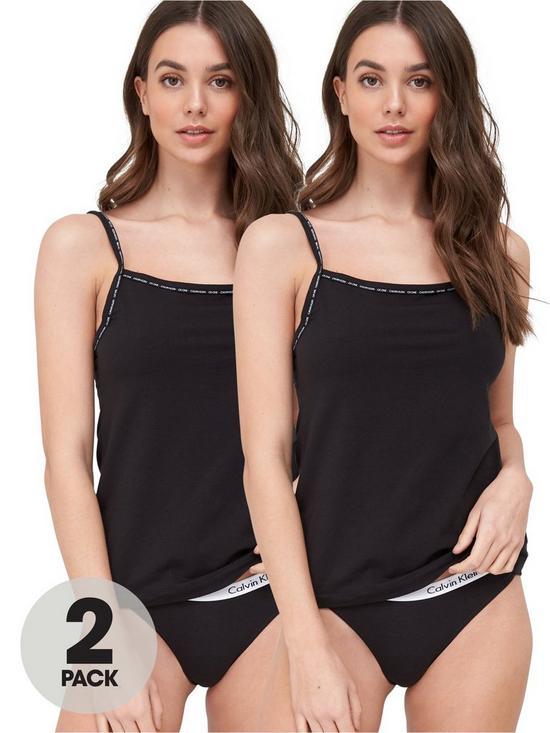 front image of calvin-klein-camisole-2-pack-black