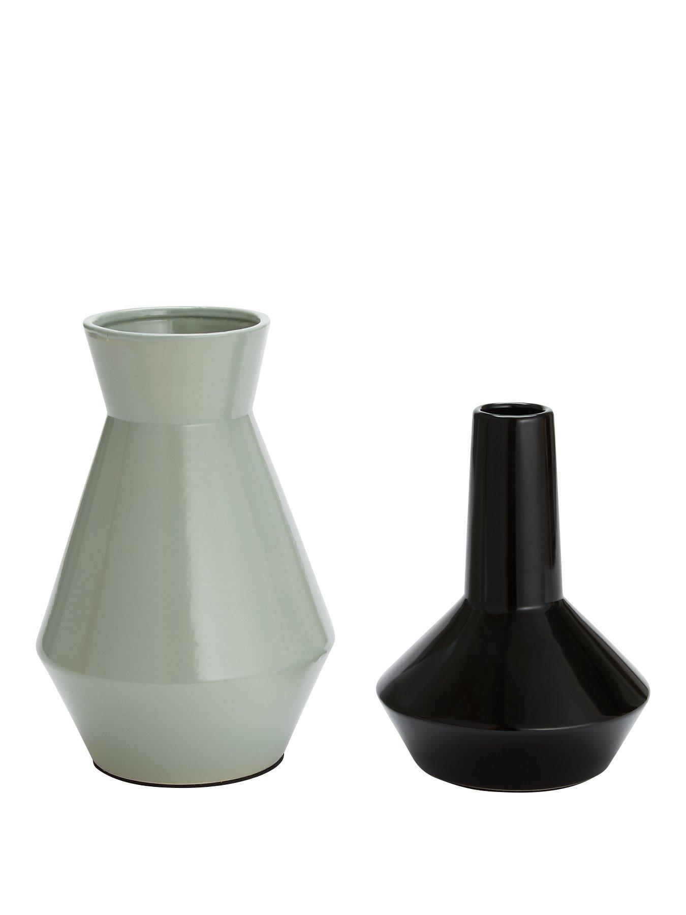 Set Of 2 Feature Vases &Ndash; Black And Olive review