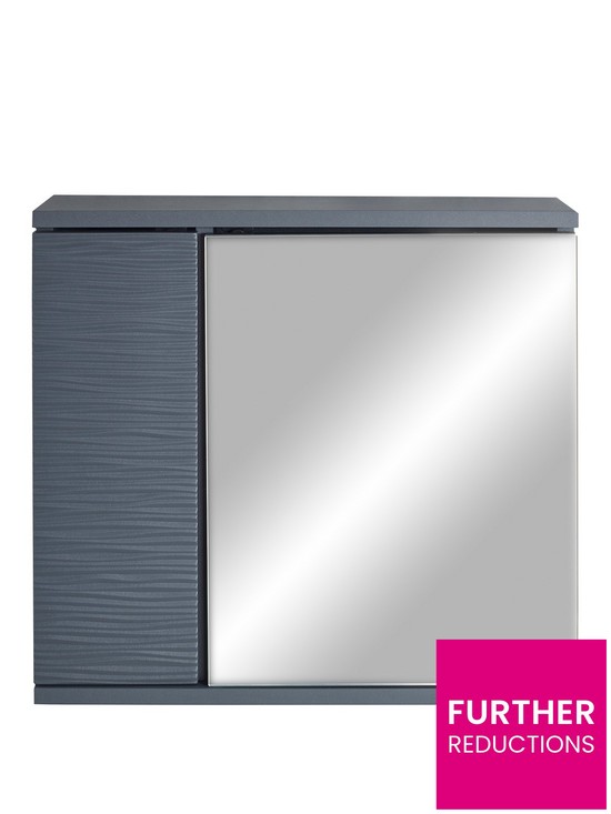 front image of lloyd-pascal-wave-mirrored-bathroom-wall-cabinet-grey