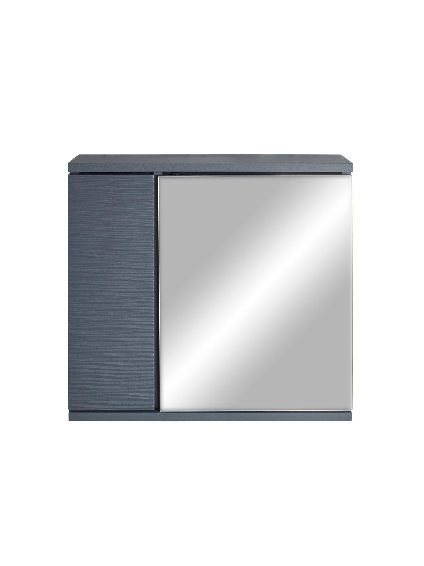 Lloyd Pascal Wave Mirrored Bathroom Wall Cabinet Grey Very Co Uk