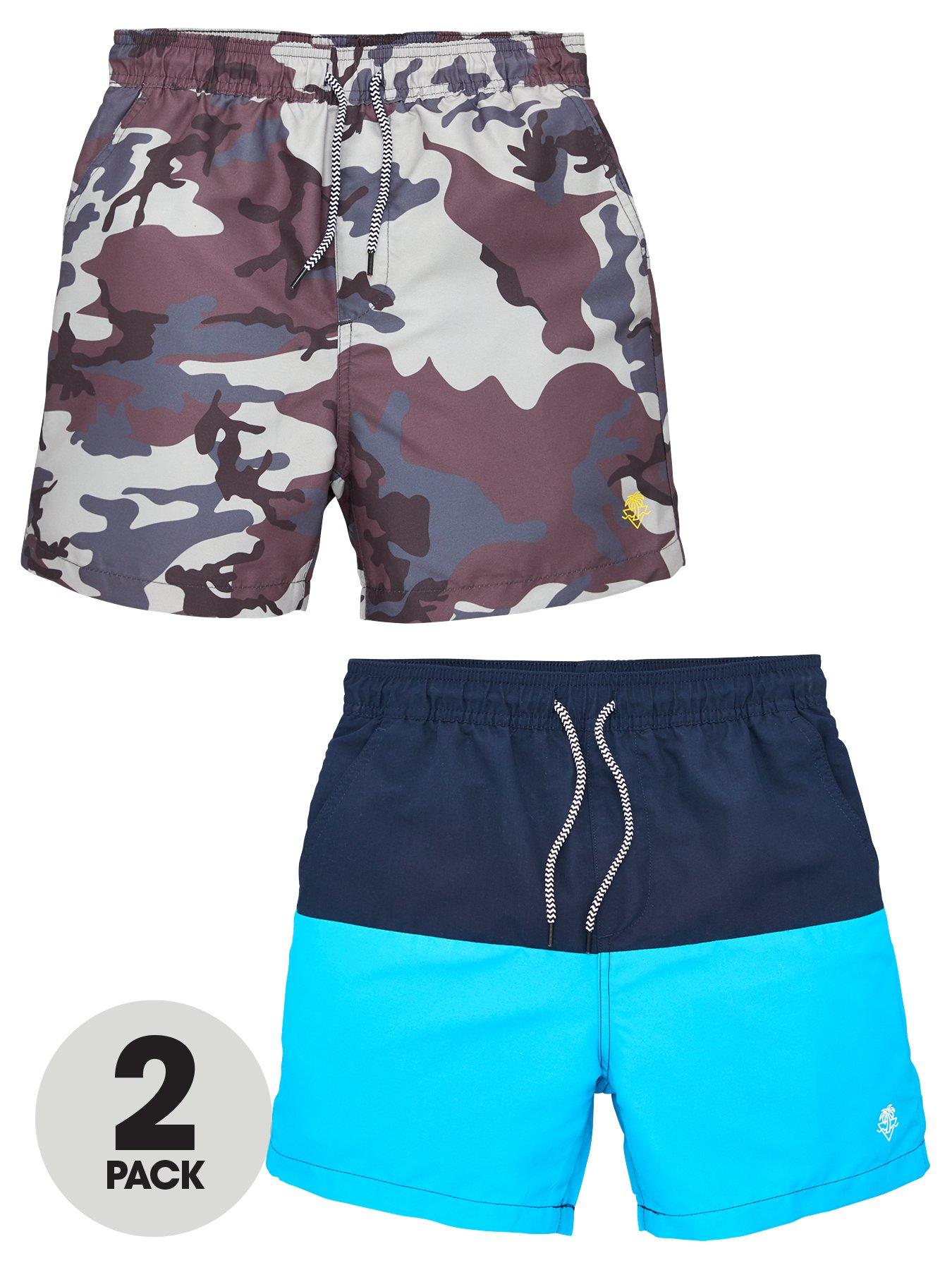 Baby Boys 2 pack Swim Trunks 1 x Light Blue with White Trim 1 x Navy Blue
