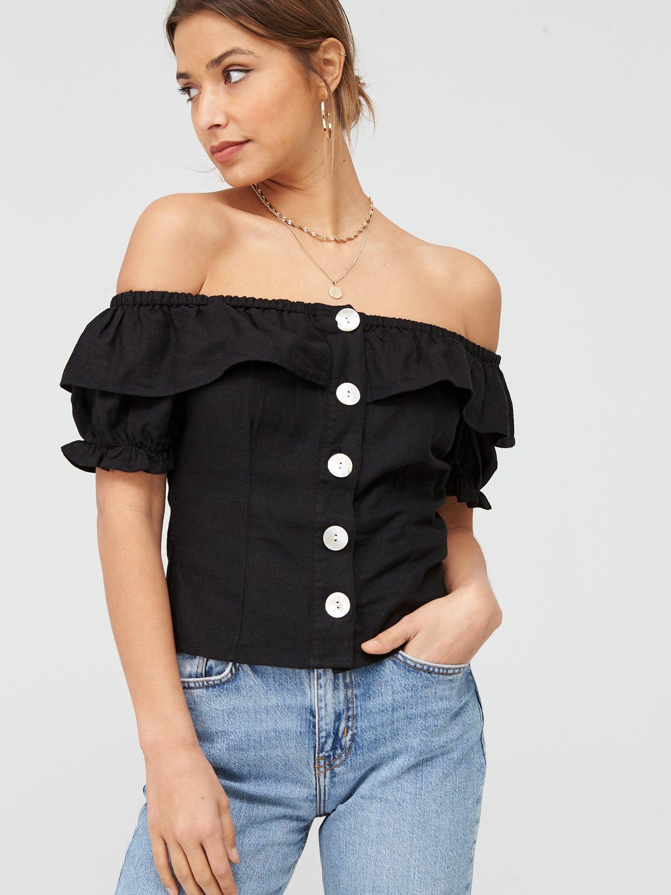 black bardot short sleeve top