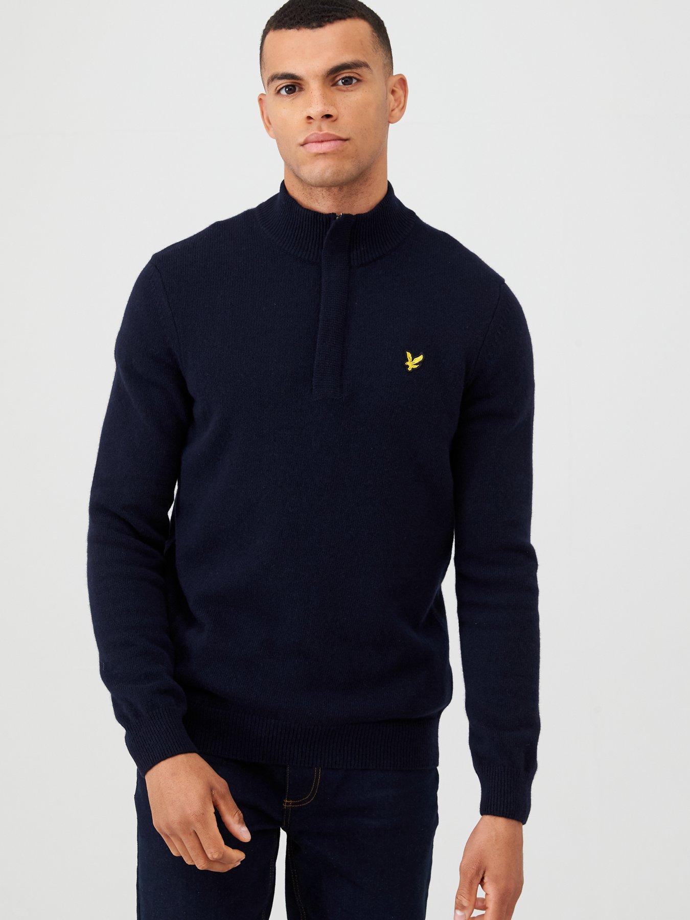 lyle and scott funnel neck zip through sweatshirt