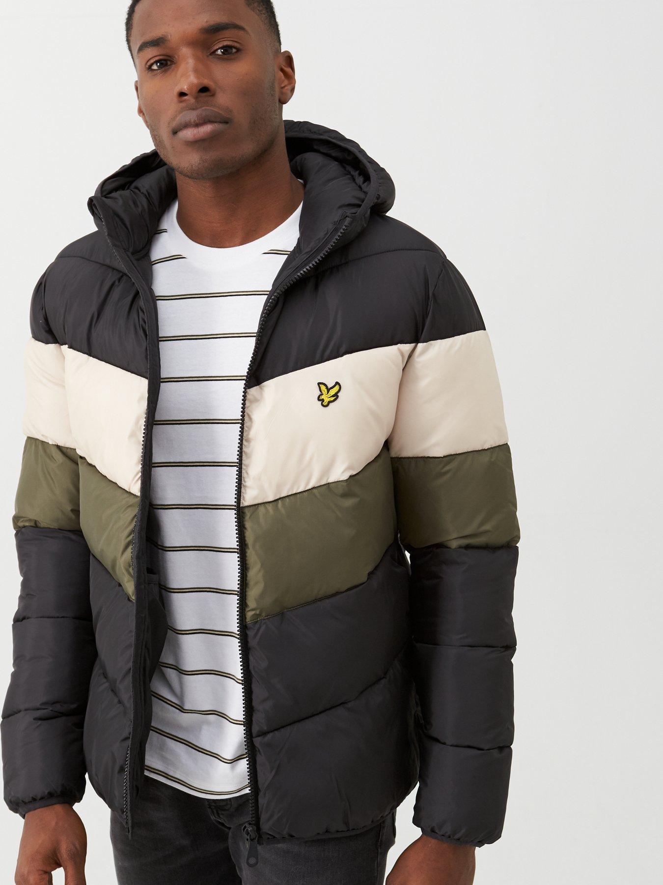 lyle and scott colour block puffer jacket
