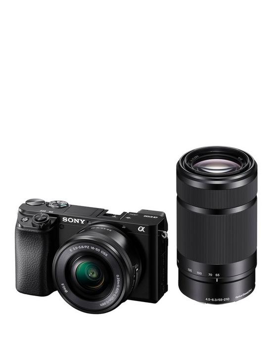 front image of sony-alpha-ilce6100ybcec-mirrorless-aps-c-camera-with-002-sec-af