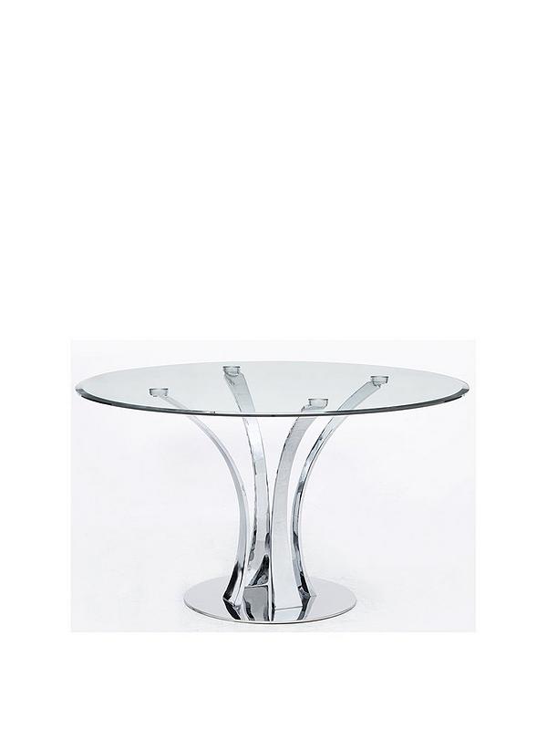 Alice 130 Cm Round Clear Glass And, Round Glass Pedestal Table