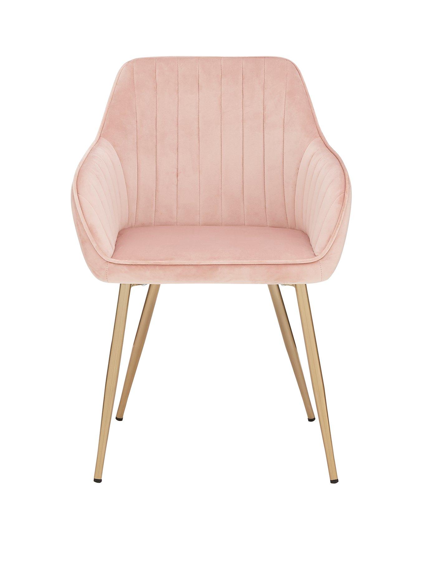 Pair of Alisha Brass Legged Dining Chairs Pink very.co.uk