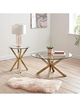 Chopstick Glass And Brass Lamp Table