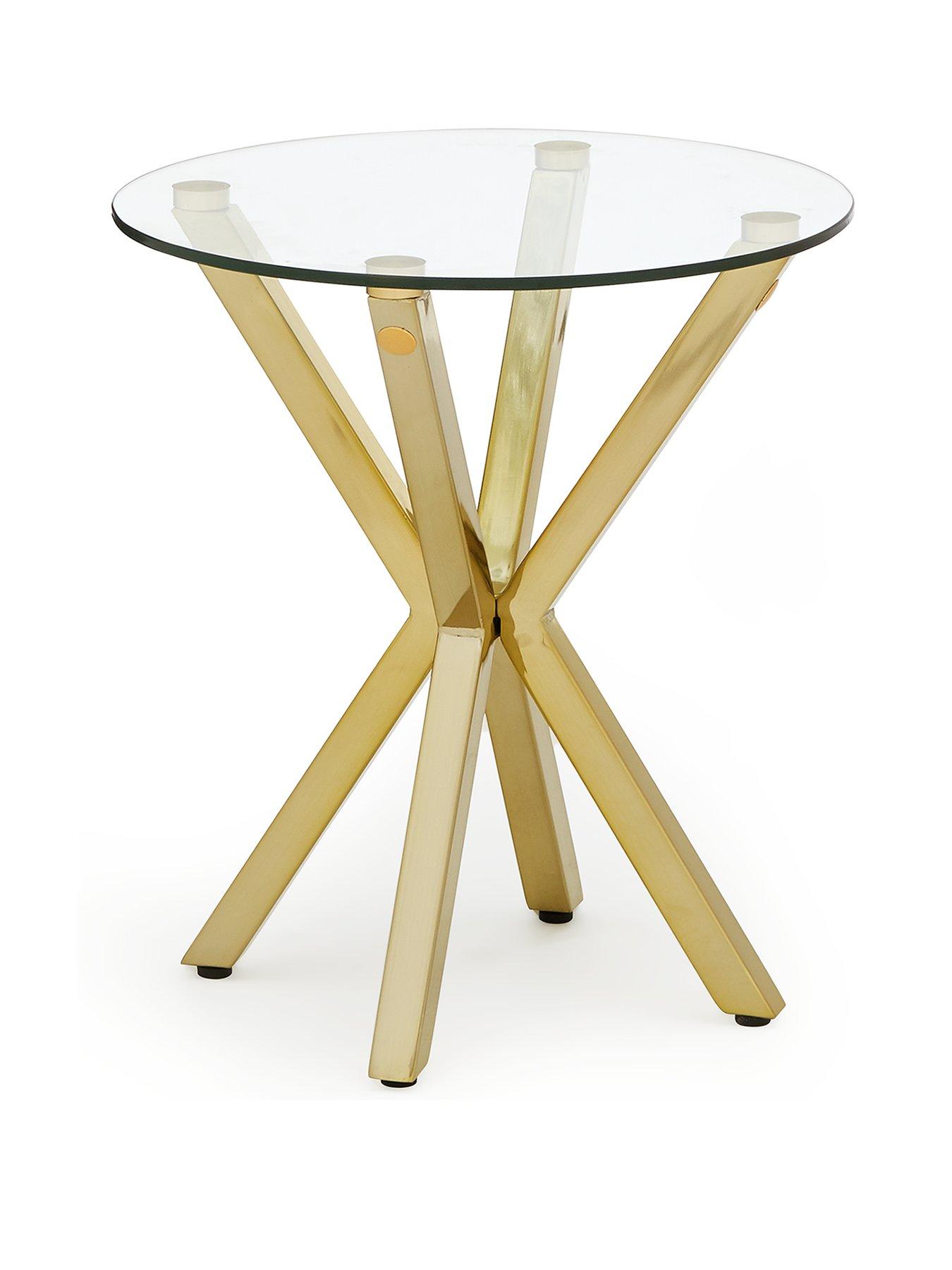 Image 3 of 6 of The Very Collection Chopstick Glass and Brass Round&nbsp;Lamp Table