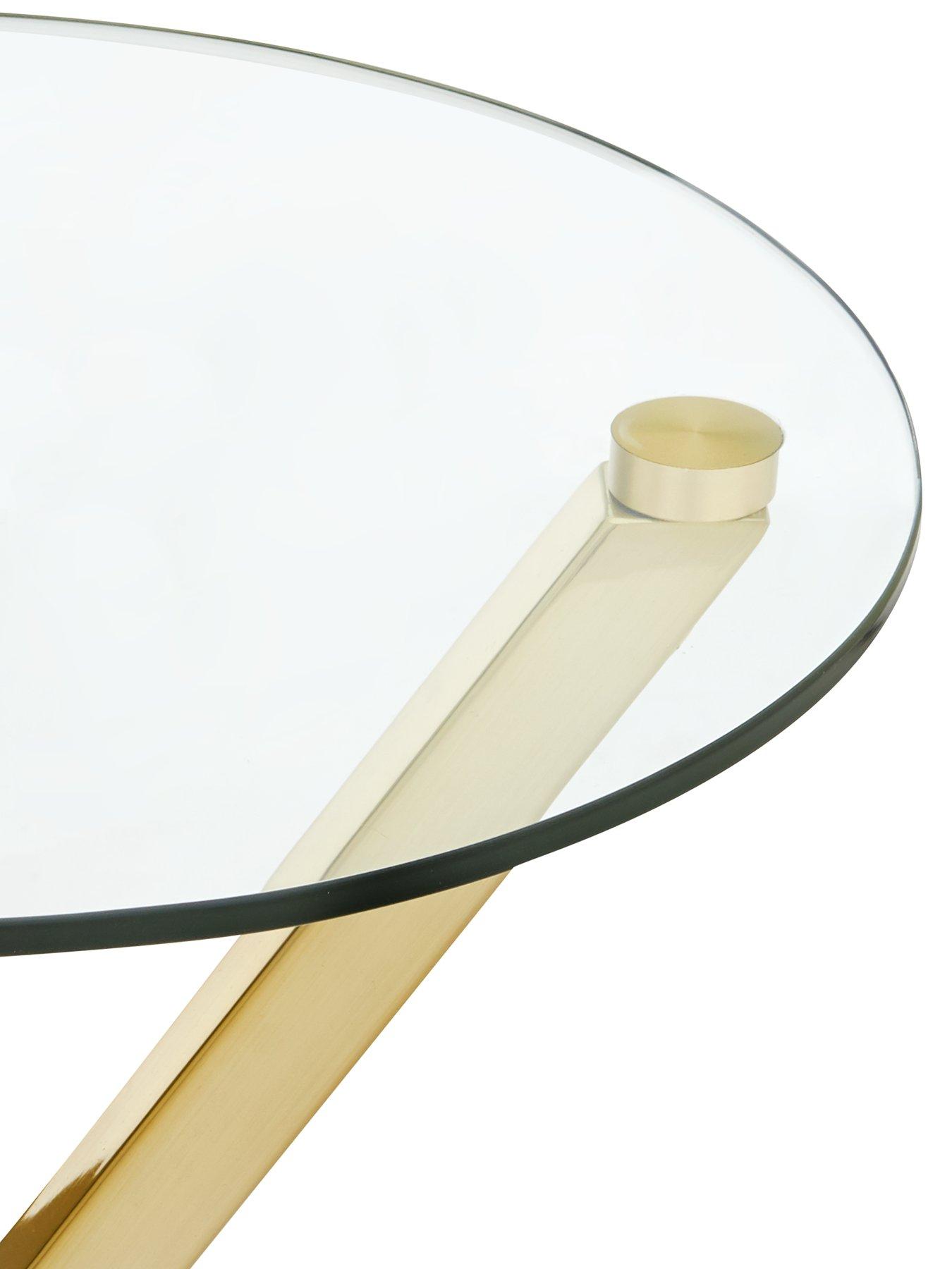Image 4 of 6 of The Very Collection Chopstick Glass and Brass Round&nbsp;Lamp Table