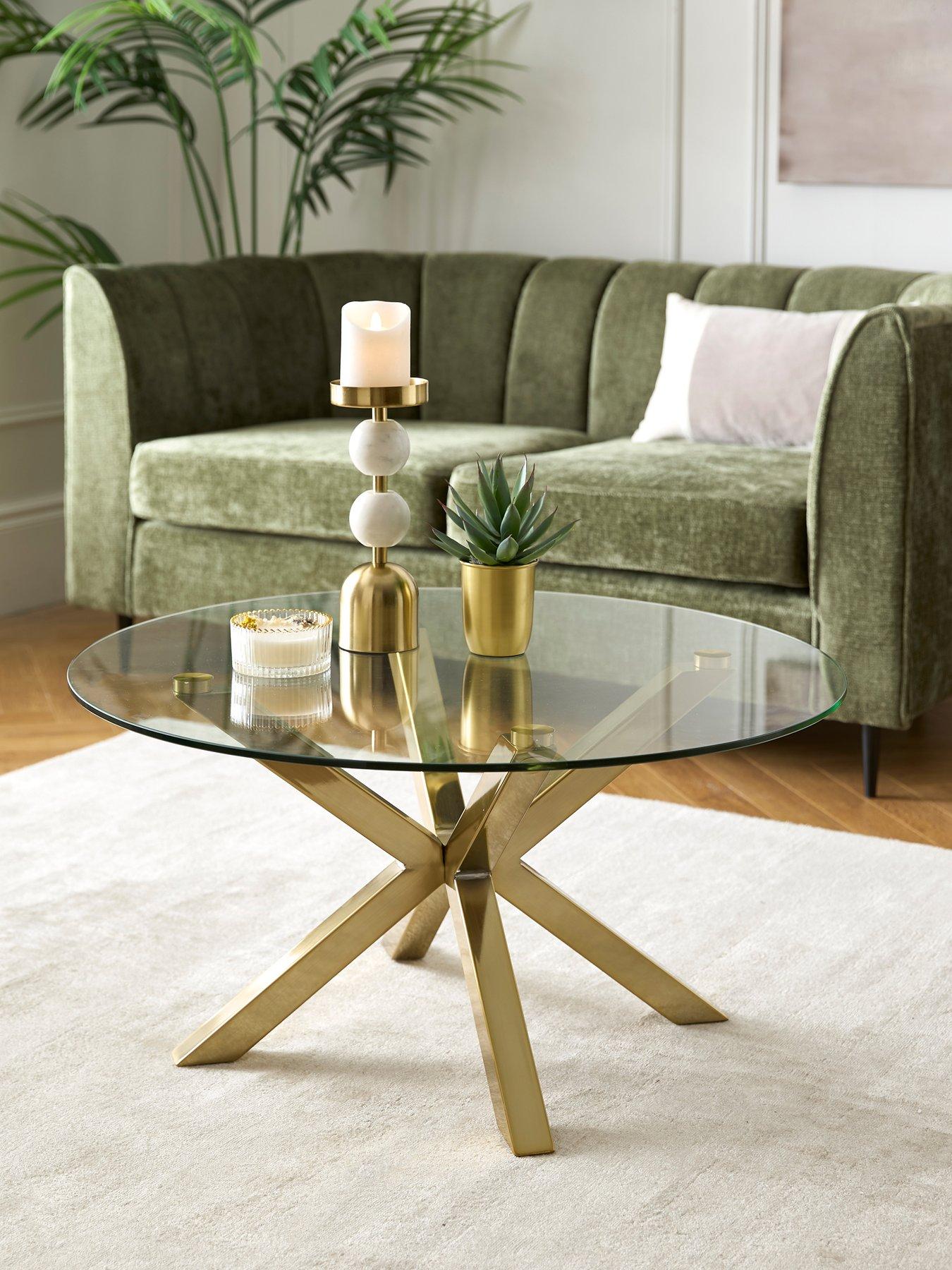 undefined Chopstick Glass and Brass Coffee Table