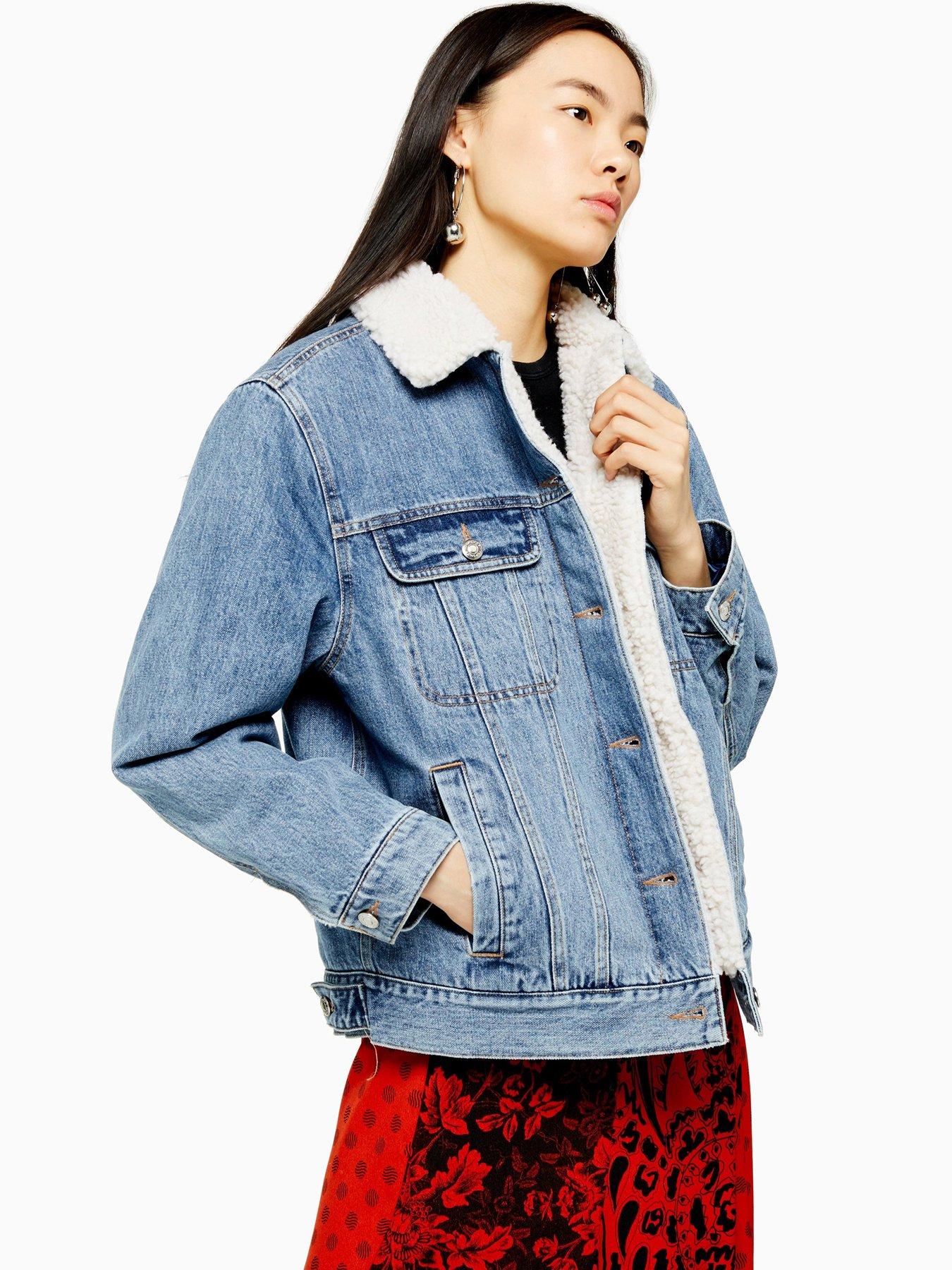 plus size borg denim jacket