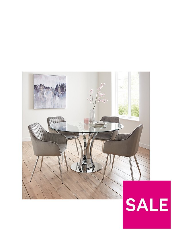 Alice Glass Top Dining Table 4 Alisha, Chairs For Glass Top Dining Table
