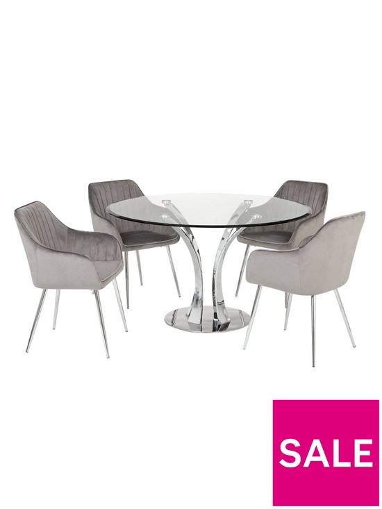 stillFront image of very-home-alice-glass-top-dining-table-4-alisha-chairs-chromegrey