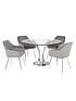 image of very-home-alice-glass-top-dining-table-4-alisha-chairs-chromegrey