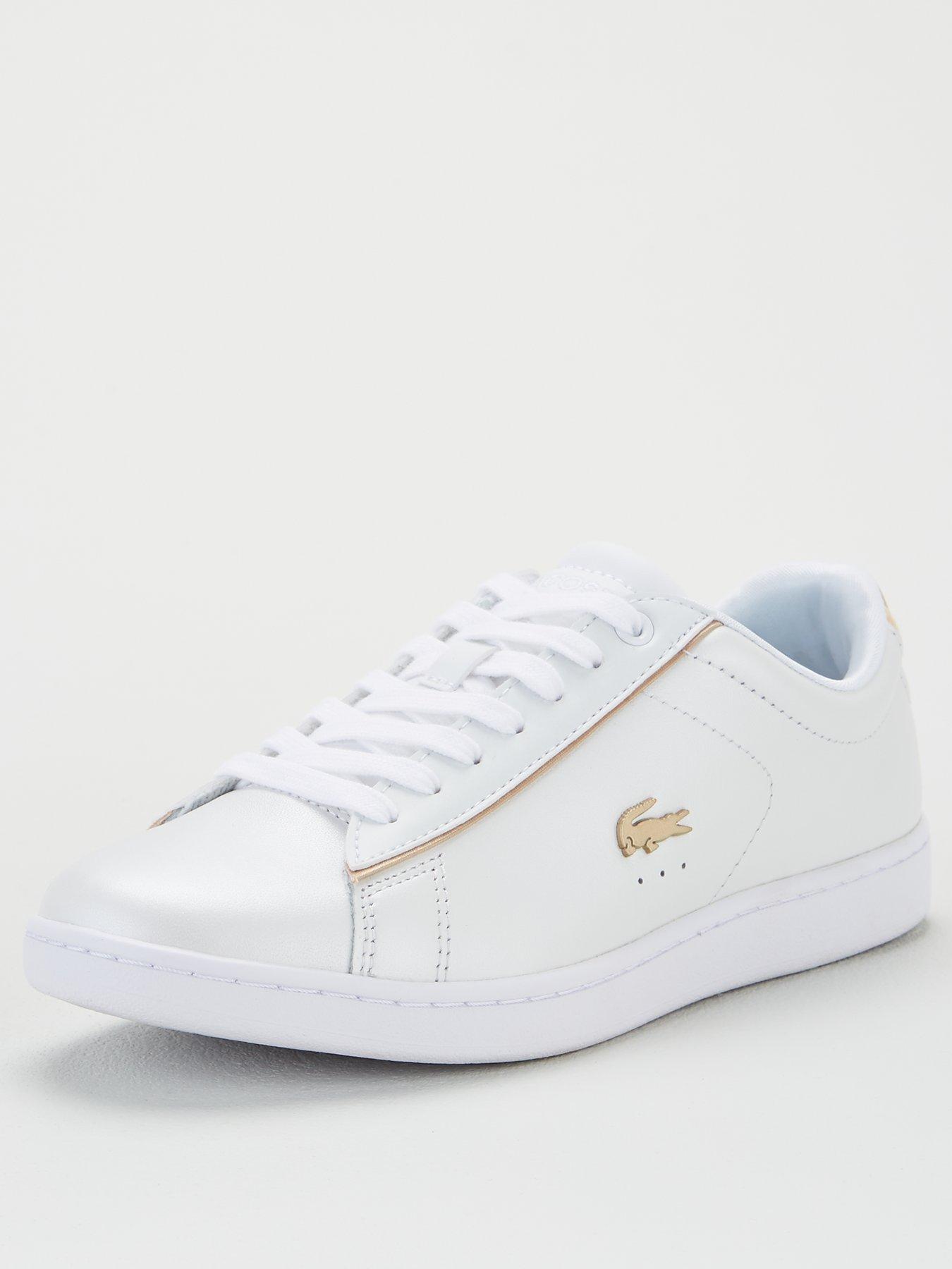 lacoste rose gold and white shoes