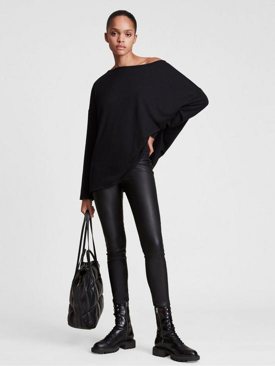 AllSaints Rita Long Sleeve Top - Black | very.co.uk