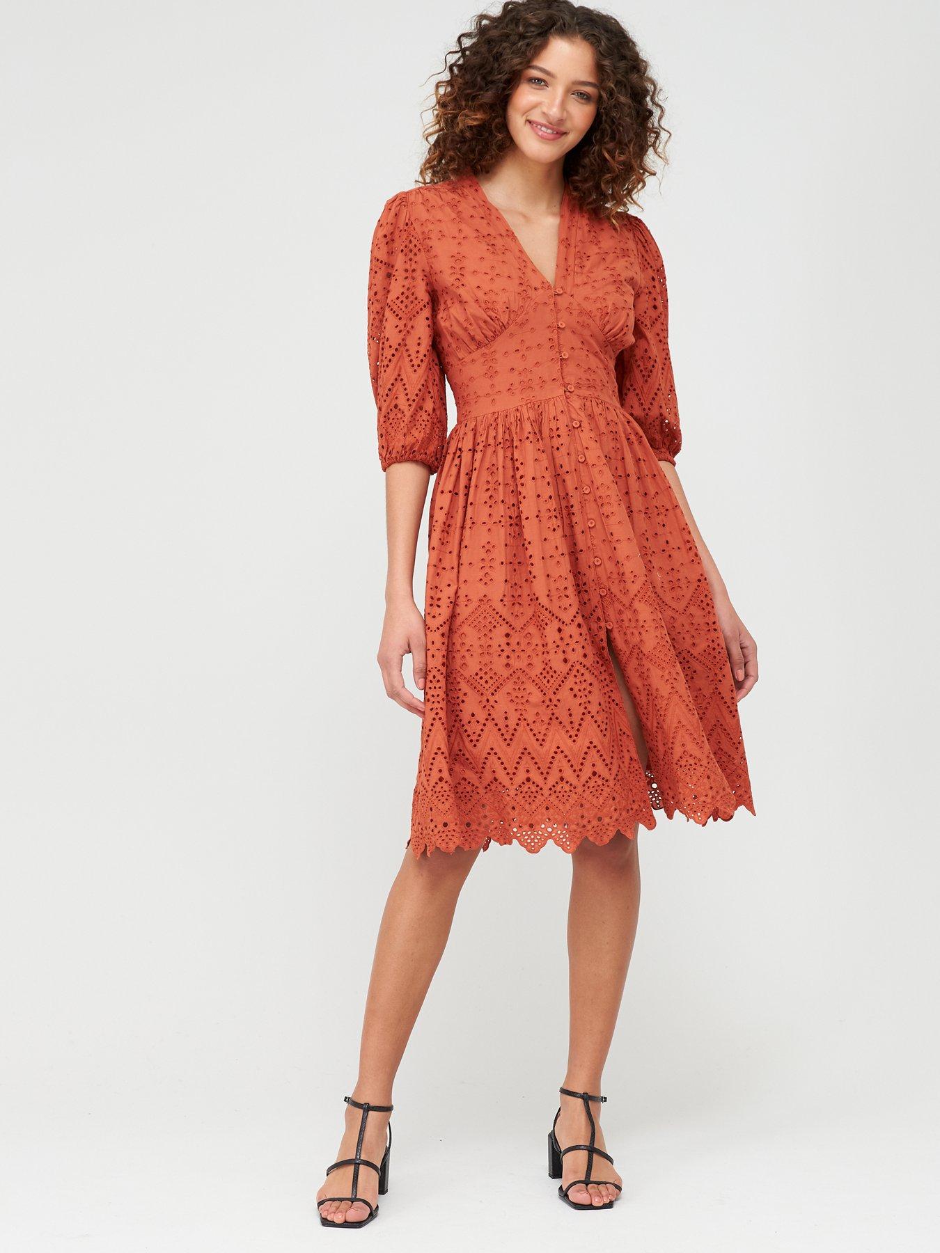 button through midi dress uk